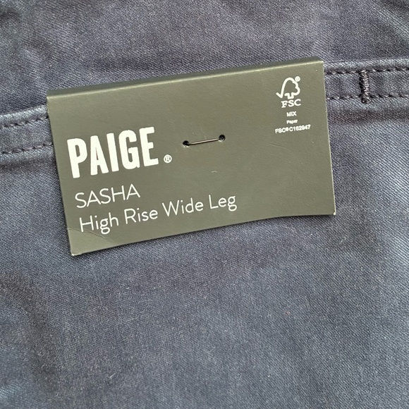 Paige NWT Sasha Twill High Rise Wide Leg Navy Blue Pants Sz 27 - Picture 10 of 11